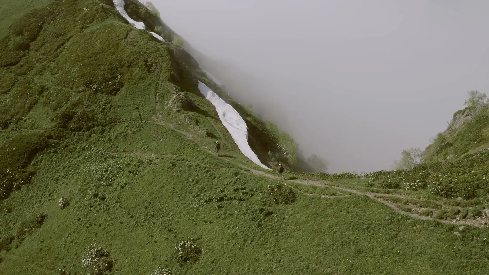 A mountain trail in the Alps, a still from our sample trip film.